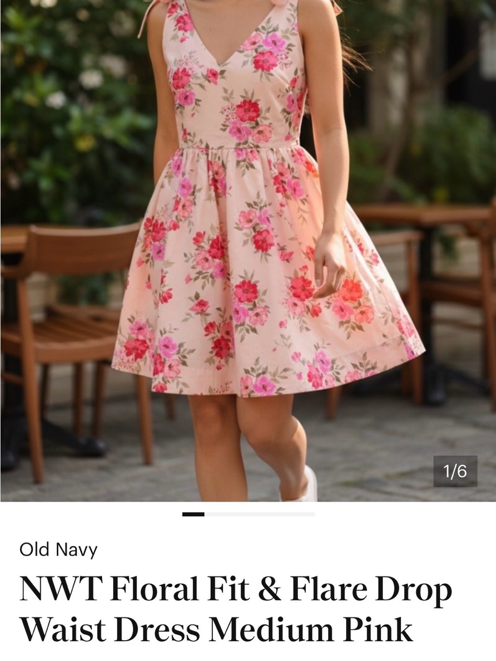 OldNavy, Pink, Floral, Fit-and-Flare, Drop Waist, Mini Dress, Size 1 Petite, NWT